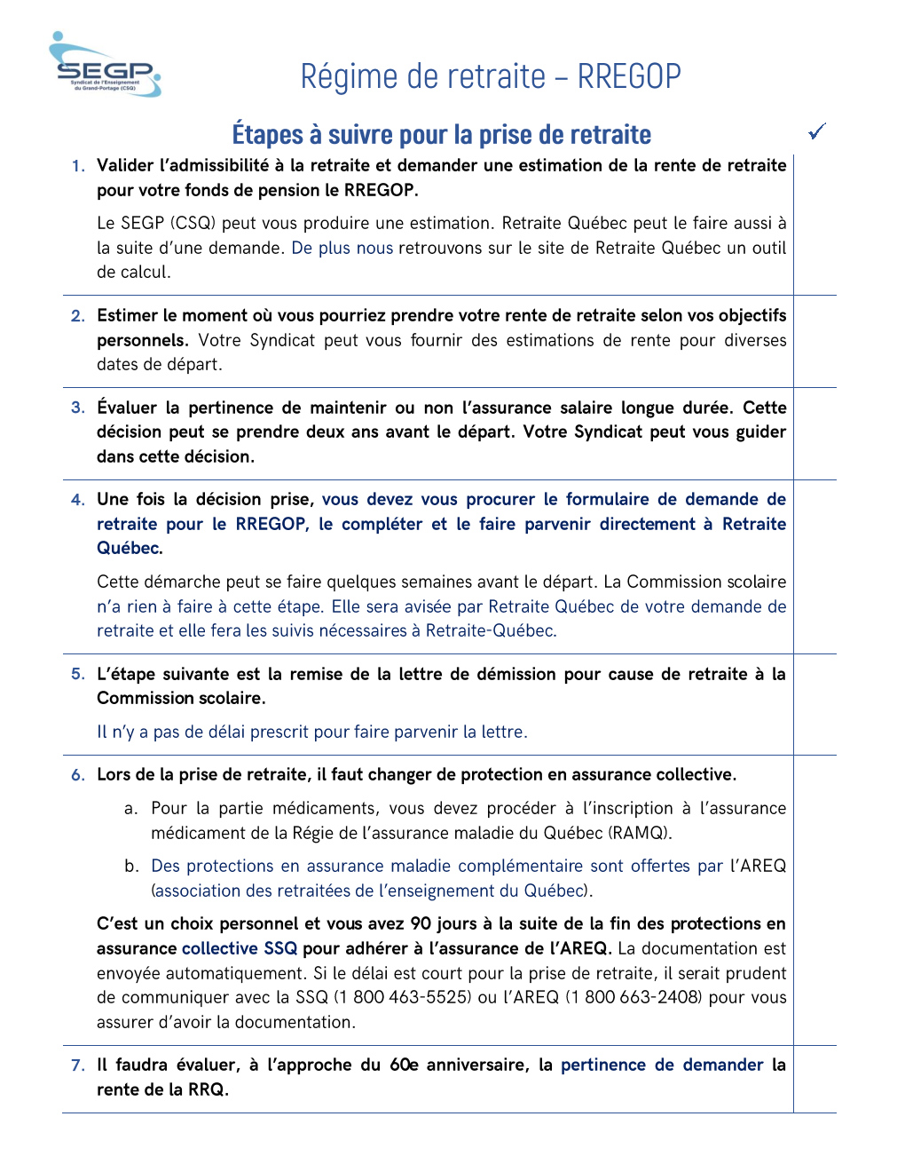 Retraite | Syndicat de l'enseignement du Grand-Portage (SEGP)